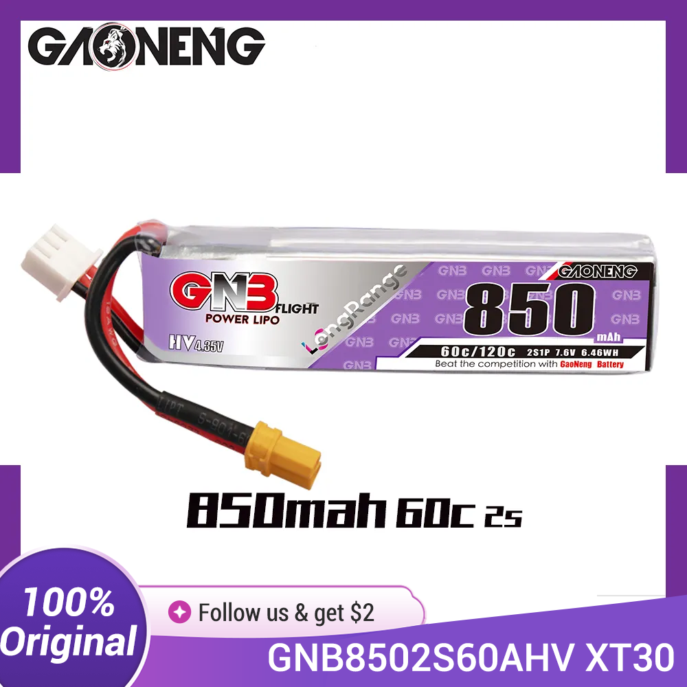 Drone Battery Li-Ion - GAONENG GNB LiPo Pil 850mAh 2S