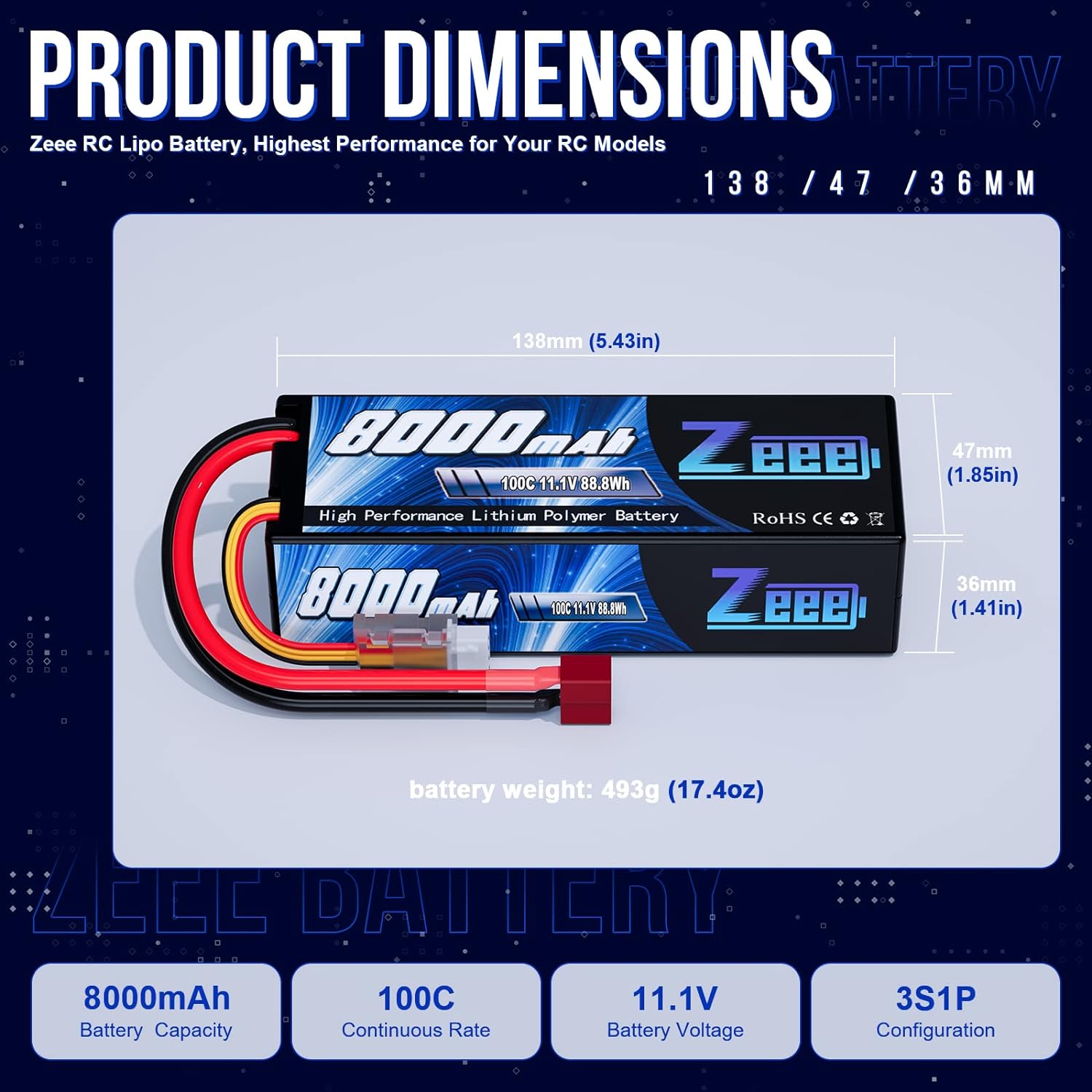 Zeee Lipo 3S 8000mAh Pil 11.1V - Drone Battery 4S incelemesi ve fiyatı