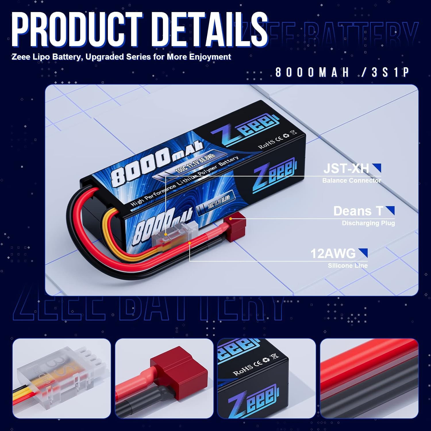 Zeee Lipo 3S 8000mAh Pil 11.1V - Drone Battery 4S incelemesi ve fiyatı